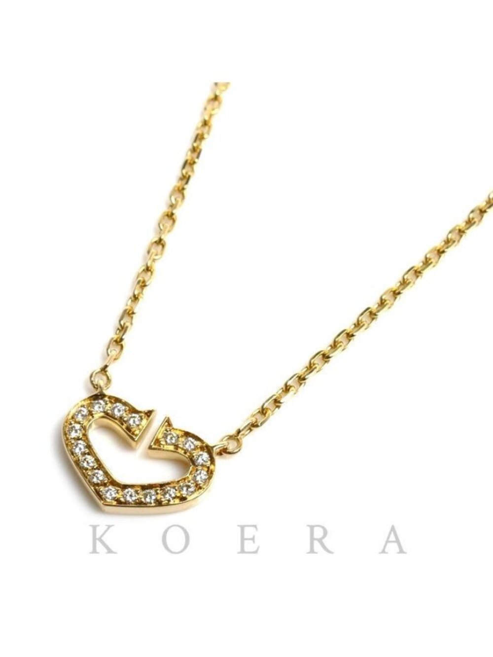 Cartier 18k Yellow Gold C Heart Necklace Diamond 39